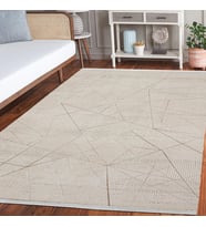 Makine Kaymaz Yıkanabilir Bej Geometrik Triko Salon Halısı Mutfak Halısı Koridor Halısı Yolluk Beige