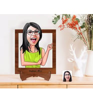 BK Gift Kişiye Özel Kadın Karikatürlü Ahşap Standlı 3D Biblo-19 (Beyaz)