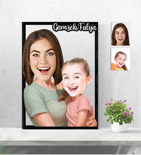 Kişiye Özel 3D  Ahşap Tablo Anne Kız - Anneler Günü 30x40 -36