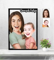 Kişiye Özel 3D  Ahşap Tablo Anne Kız - Anneler Günü 30x40 -36