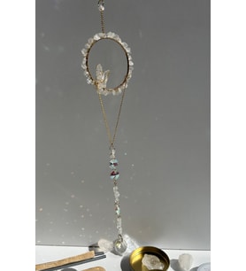 Kristal Kuvars Sun Catcher 4- Güneş Tutucu, Güneş Yakalayıcı, Doğal Taşlı, El Yapımı
