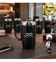 Logonuza Özel 5 Adet 5304 Çelik Kupa 240 ml Kilitli Kapaklı Kurumsal Termos Mug
