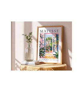 1 Adet Siyah Matisse Tarzı Çiçek Balkonlu Poster