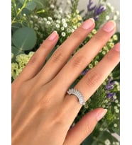 Taşlı Yarım Güneş Silver Yüzük