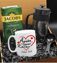 Anneler Gününe Özel Kupa & French Press & 250 Gram Jacobs Filtre Kahve Hediye Seti