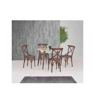 SİENA SABİT MASA VE THONET SANDALYE TAKIMI, CEVİZ, 90x90
