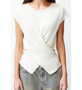 Moda Bisiklet Yaka Triko Slim Düz Desen Casual Günlük Regular Kolsuz Bluz (Ekru)