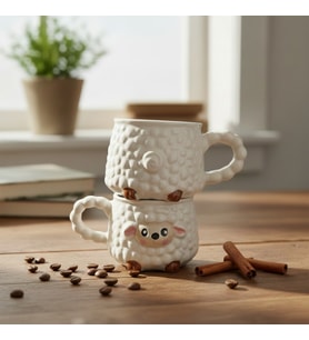 KUZUCUK SERAMİK FİNCAN-KUPA, KABARTMA DESENLİ VE EL YAPIMI, İSTER 2' Lİ İSTER TEKLİ, 250 ml