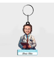 Karikatürlü - Erkek Başarılı Psikiyatrist Anahtarlık