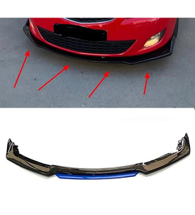 Opel Astra J Mavi Renkli Şeritli Dilli Ön Lip 4 Prç Parlak Siyah ABS 2011 - 2020
