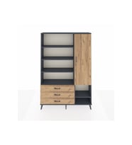 Arges Gardrop 9 Raflı 3 Çekmeceli Tek Kapaklı  132x30x195 Antrasit-Çam