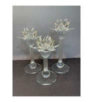 Dekoratif Kristal Cam Lotus Üçlü Mumluk Gold
