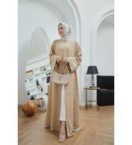 6642-Parça Boya Tensel Abaya Bej