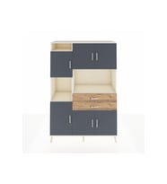 Hyperion Dolap 8 Raflı 2 Çekmeceli 6 Kapaklı 132x44x195 Aytaşı-Antrasit/Çam
