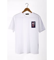 Erkek Beyaz Önü No Regret Baskılı Bisiklet Yaka Oversize T-Shirt 22Y-3400762-56