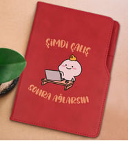 BK Gift Şimdi Çalış Sonra Ağlarsın Tasarımlı Kırmızı Termo Deri Not Defteri 15x21cm-1