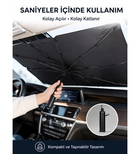 Mey İthalat® Renault Symbol, Dacia Sandero, Opel Corsa, Ford Ka, Peugeot 208 Uyumlu Oto Şemsiye Yeni Nesil