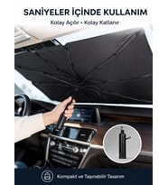 Mey İthalat® Renault Symbol, Dacia Sandero, Opel Corsa, Ford Ka, Peugeot 208 Uyumlu Oto Şemsiye Yeni Nesil