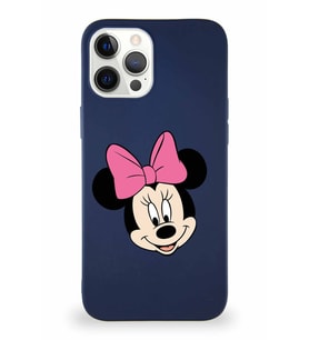 Apple iPhone 12 Pro Max Soft Premier Kapak Minnie Mouse-C Tasarımlı Silikon Kılıf - Lacivert (Şeffaf)