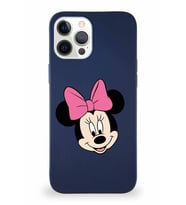 Apple iPhone 12 Pro Max Soft Premier Kapak Minnie Mouse-C Tasarımlı Silikon Kılıf - Lacivert (Şeffaf)