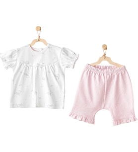 Andywawa Ac25631 Cuddly Bunny Bear 2'li Bebe Takım Pink