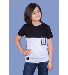 Toontoy Erkek Çocuk Garnili Cep Aksesuarlı Tişört (Beyaz)