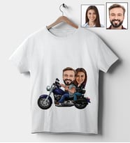 Kişiye Özel Motorcu Sevgili Tasarımlı Karikatür Tişört