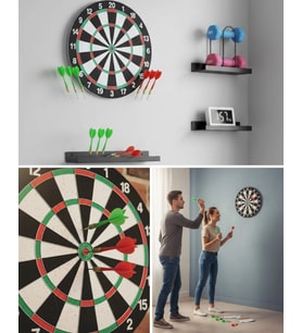 Şık Tasarımlı 15 İnç Dart Tahtası Metal Uçlu 4 Ok Seti
