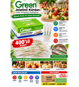 Green Jelatinli Kürdan 400'lü Koli içi: 50 Paket