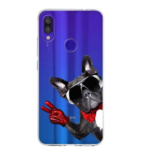 PrintiFy Xiaomi Redmi Note 7 Pro ile Uyumlu 1mm Slim Fit Köpek 2 050e Baskılı Şeffaf  Kılıf