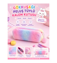 Pastel Renkli Gökkuşağı Kalemlik ve Makyaj Çantası, Şık ve Kullanışlı