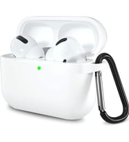AirPods Pro 1. Nesil ile Uyumlu İnce ve Hafif Silikon Kılıf, Yumuşak Esnek Tasarım, Anahtarlıklı, Kablolu ve Kablosuz Şarj Uyumlu – Beyaz (A2084 A2083 A2190)