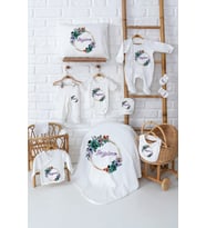 Pia Baby Premium Lüks 11’li İsim Baskılı Yenidoğan Kız Bebek Hediyesi Set 501200 (Ekru)
