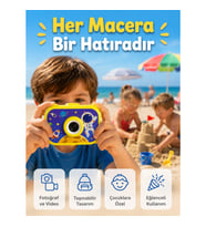 Mey İthalat® Çocuk Fotoğraf Makinesi HD Video Kayıt Özellikli 2.0 İnç Ekranlı Type-C Şarjlı Dijital