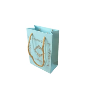 Karton Hediye Çantası Saray Desenli Gold Yaldızlı 12X17 (25 Adet)  Mavi