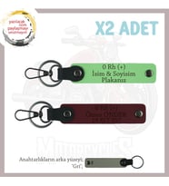 Motorcu Yolculara, İsim Plaka ve 0 + Kan Grubu Yazılı Güvenli Sürüş Anahtarlık x2, F Yeşil-Bordo-Gr (Çok Renkli)
