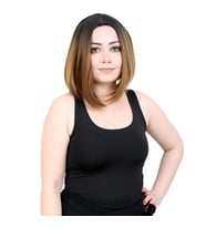 Kahkülsüz Düz Kısa Fiber Sen Peruk / Siyah / Karamel Ombreli