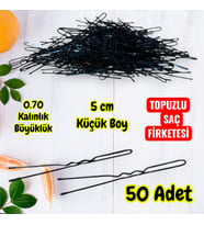 Technow Siyah 5 cm Küçük Topuzlu Saç Firketesi Toka 0.70 Siyah 50 Adet