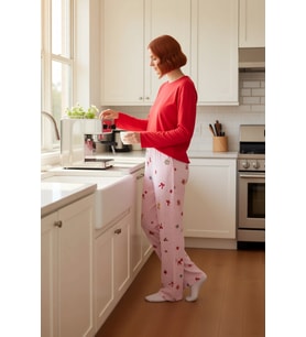 Kadın Bisiklet Yaka Uzun Kollu Yılbaşı Temalı Pijama Fonksiyonel Dayanıklı Kaliteli Modern