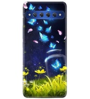 TCL 10 Plus Kılıf Desenli Silikon Neon Butterflys