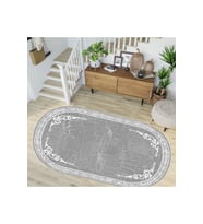 Eliana Home Baskılı, Yıkanabilir Kaymaz Taban Oval Halı TYC00515952520 100x150 cm (Gri)