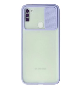 Newface Samsung Galaxy A11 Kılıf Palm Buzlu Kamera Sürgülü Silikon - Lila
