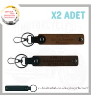 Motor Severlere, İsim Plaka ve A + Kan Grubu Yazılı Anlamlı Hediye x2 Anahtarlık, Kahve-K Kahve-Laci