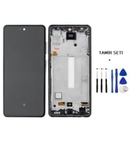 Tkgz - Samsung Galaxy A52 - SM-A525 Uyumlu Lcd Ekran Dokunmatik Servis ÇITALI SİYAH + TAMİR SETİ