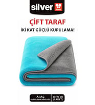 Mikrofiber Süper Emici 50×70 Cm Büyük Boy 600 Gsm Mavi-Gri Çift Yüzlü Araç Kurulama Havlusu