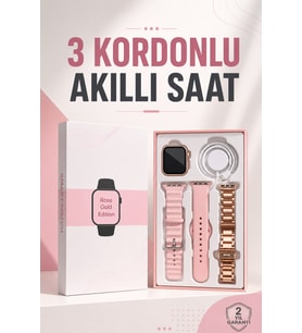 Akıllı Saat Amoled Ekran 3 Kordonlu Aksesuar Hediyeli Sesli Görüşme