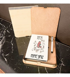 Terzi Ahşap Kutulu Defter Kalem Set