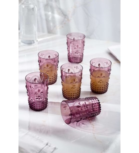 Akrilik Mürdüm 6'lı Kısa Bardak & Su Meşrubat Kahve Yanı Bardağı 400 ml ( Cam Değildir )