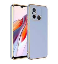 Xiaomi Redmi 12C Kılıf Kenarları Gold Kamera Korumalı Renkli Pastel Silikon Mavi Açık BARK (Açık Mavi)