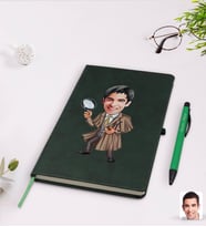 BK Gift Kişiye Özel Müfettiş Karikatürlü Yeşil Termo Deri Defter Kalem Seti Model 1
